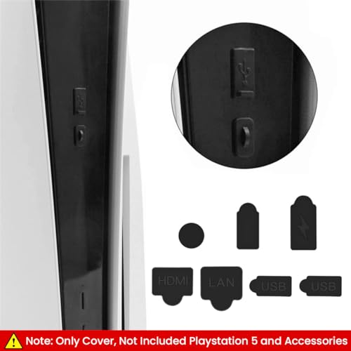 HASTHIP® Dust Plug for PS5,9Pcs Dust Plug Kit for PS5/PS5 Slim Console,PS5 Silicone Plugs Protector Antidust Cover Dustproof Playstation 5 Disk/Digital Console Slim Game Accessories