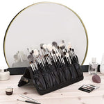 HASTHIP® Makeup Brush Holder Bag Portable Travel Makeup Brush Organizer,Foldable Zipper Case,Cosmetic Storage Pouch with 29 Elastic Pockets for Face Eye Foundation Powder Blush Brushes