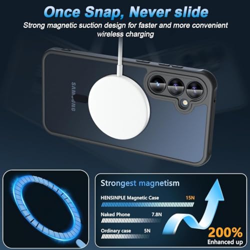 HASTHIP® Phone Case for Samsung Galaxy S23 FE Fashion Slim Phone Cover Support Magnetic Wireless Charging Anti-Scratch Protective Case Shockproof Matte Phone Covers for Galaxy S23 FE Black