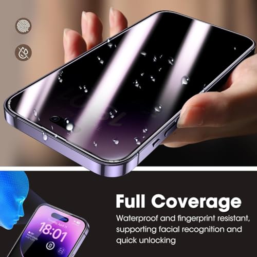 HASTHIP® 2 Packs Edge to Edge Privacy Screen Protector for iPhone 14 Pro Max 6.7'' HD Tempered Glass Screen Protector Anti-glare Screen Protector for iPhone 14 Pro Max
