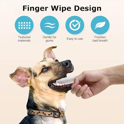 HASTHIP® 50 PCS Wet Wipes for Dogs, Pet Wet Wipes for Cats Dogs, Non-Woven Dog Wet Wipes for Cleaning Finger Cat Cot Grooming Wipes Suit for Pet Daily Teeth & Paw Care Cleaning Wipes