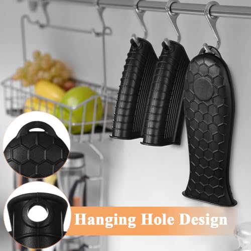 HASTHIP® Cast Iron Fry Pan Silicone Pan Handle Covers - 4 Pack Skillet Handle Cover Pot Handle Holder Sleeve, Non-Slip Heat Resistant Removable Potholder for Metal Frying Pans Cookware Handles
