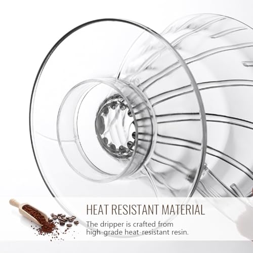 HASTHIP® V60 Plastic Coffee Dripper,Heat Resistant Pour Over Cone with Handle,Reusable Resin Coffee Filter Fits 1-4 Cup Manual Pour-Over Maker for Home Cafe Slow Brewing Alternative to Ceramic Dripper