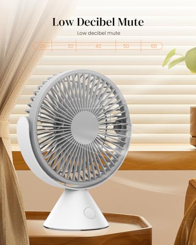 Used USB Desk Fan Mini USB Rechargeable Fan with 3 Speeds, Portable Camping Fan with Folding Hanging Handle 360° Rotation Hanging USB Fan Desk Fan for Car, Office, Home