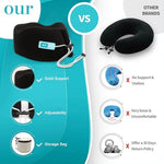 HASTHIP® Memory Foam Travel Neck Pillow, Soft U-Shape Cushion for Head Support, Packable Sleeping Pillow with Storage Pouch for Airplane, Car, Office, Flight, and Travel