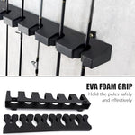 HASTHIP® Metal Wall Mounted Fishing Rod Holder with EVA Foam Grip, 6-Slot Universal Fishing Pole Rack for Casting, Spinning, and Telescopic Rod Storage & Display