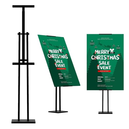 HASTHIP® Upright Sign Stand Stainless Steel Sign Holder Tilting Display Stand Rack with Adjustable Height & Angle, Commercial Advertisement Poster Stand Restaurants Menu Stand