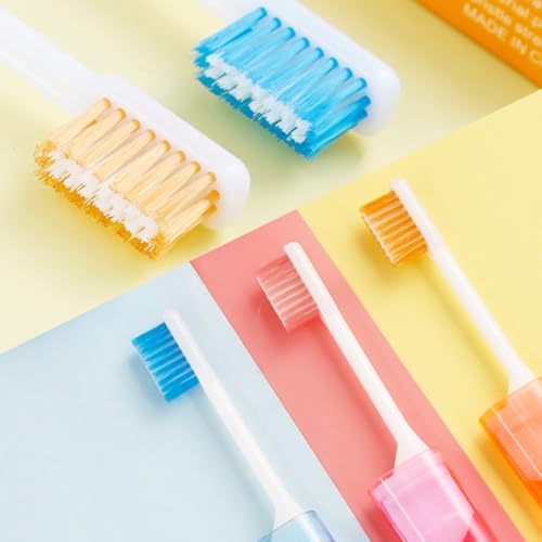 HASTHIP® 6Pcs Travel Toothbrush,Folding Mini Soft Toothbrush for Adults,Portable with Case Individually Wrapped Compact Size for Travel Camping Hygienic Caps Medium Bristles Assorte
