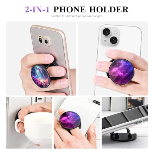 HASTHIP® Phone Grip for Phone Case 2 in 1 Folding Phone Grip Phone Stand Dreamy Purple Nebula Fashion Phone Grip, 1.57 inches Round Self Adhesive Phone Grip Phone Stand