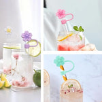 HASTHIP® 10PCS Flower Silicone Straw Caps for Stanley 30 40 Oz Cups Accessories Cherry Blossom Universal 10mm Covers for Glass Straws Dust-Proof Water Bottle