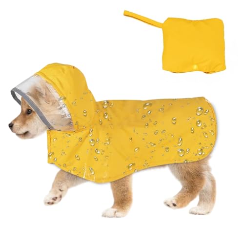HASTHIP® Dog Rain Coat with Reflective Rim & Clear Wide Brim Hood, Waterproof, Monsoon-Proof, Lightweight Anti-Wind Coat for Outdoor Hikes