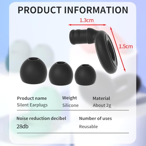 HASTHIP® Reusable Silicone Noise Cancelling Ear Plugs for Sleeping, Soft Sleep Earplugs with Extra Tips & Storage Case, Black