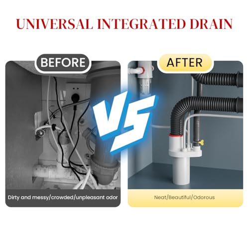 HASTHIP® Kitchen Drain Adapter Anti-backflow Valve Under Sink with Multi Adapters Universal Connector for Dishwasher Laundry Machine Sink 2PCS