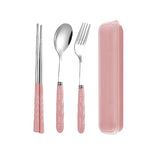 HASTHIP® 3Pcs Chopsticks Set Stainless Steel Spoon, Fork and Chopsticks Cutlery Set