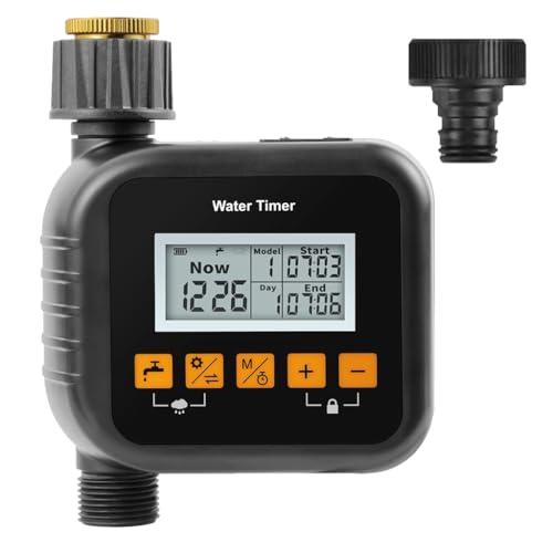 HASTHIP® Watering Timer, Programmable Water Timer for Garden Hose, IPX5 Waterproof Outdoor Sprinkler Timer, Irrigation/Sprinkler Timer for Lawns/Patio/Farm, Automatic/Watering Timer with Rain Delay