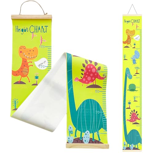 HASTHIP® Cartoon Dinosaur Growth Chart for Kids 60-180cm Wall Hanging Growth Chart for Kids & Teenagers Canvas Cartoon Growth Chart Waterproof Canvas Growth Chart for Kid's Room