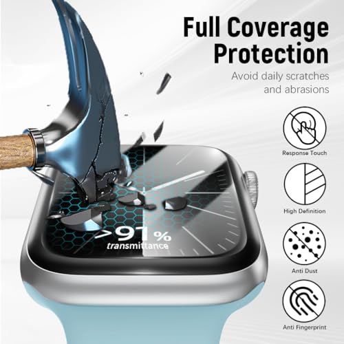 HASTHIP® Screen Protector for A pple Watch S10 46mm HD Soft Protective Silicone Film Scratch Protection Screen Protector with Auto-Alignment Applicator Tool Kit, 2 Sheet Film Included