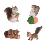 HASTHIP® 4 Pcs Mini Squirrel Figurines, Realistic Cute Animal Miniature Figures, Durable Plastic Forest Animal Statues, Home Decor Mini Ornaments, Educational Cake Topper Toys for Kids
