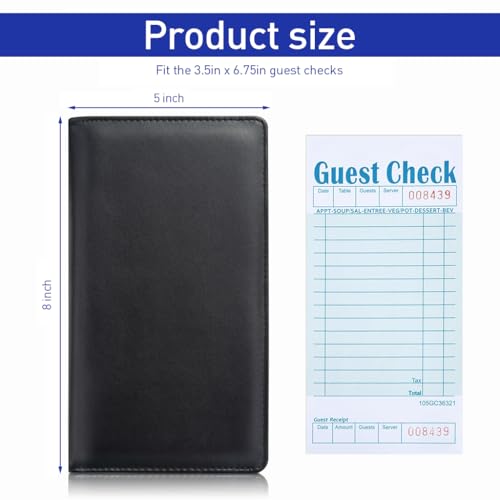 HASTHIP® Cheque Book Holder, Server Book with Zipper Pockets, Bill Folder for Restaurant, Serving Waitress Accessories Fit Server Apron (Black)