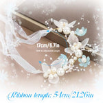 HASTHIP® Pearl Tiara for Girls Kids 2-5 Years Old, Flowers Crown for Girls, Ribbon Hairband Crowns for Girls, Princess Flower Tiara Wedding Hair Accessories for Girls Toddlers Birthday, Party