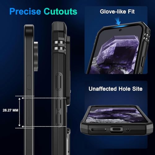 HASTHIP® Magnetic Phone Case for Google Pixel 9 & 9 Pro with Sliding Camera Shield & Stereoscopic Full Body Heavy Duty Rugged Shockproof Protective Phone Cover Holder Hard Cover Case Kickstand Ring