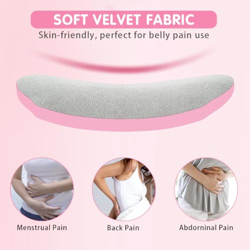 HASTHIP® Your Brand Electric Cordless Heating Pad for Back Pain Relief, Period Cramps, Belly Warmer, 6 Heat Levels & 6 Massage Modes, Auto Shut Off, Portable Rechargeable Menstrual Heating Pad Gift