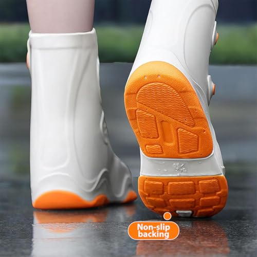 HASTHIP® Silicone Shoe Rain Cover for Men Women Waterproof Shoe Cover, Outdoor High Top Shoe Cover, Anti-slip Puncture Proof Sole Design Outdoor Shoe Rain Cover with Button Closure, US Size 7.5-9