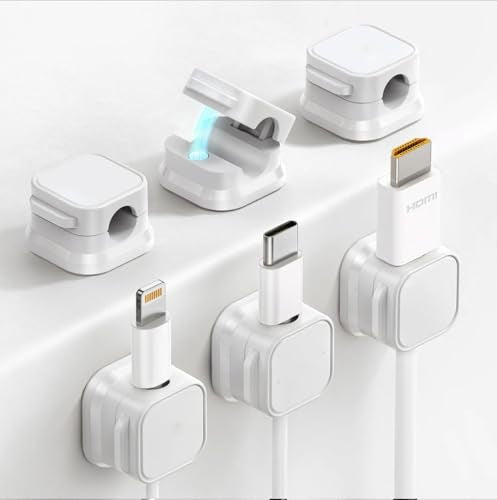 HASTHIP® 6 Piezas Organizador de Cables,Clips Adhesivos Soporte de Cable para Escritorio,Gestión Cables USB TV y Cargadores Cable Management sin Enredos