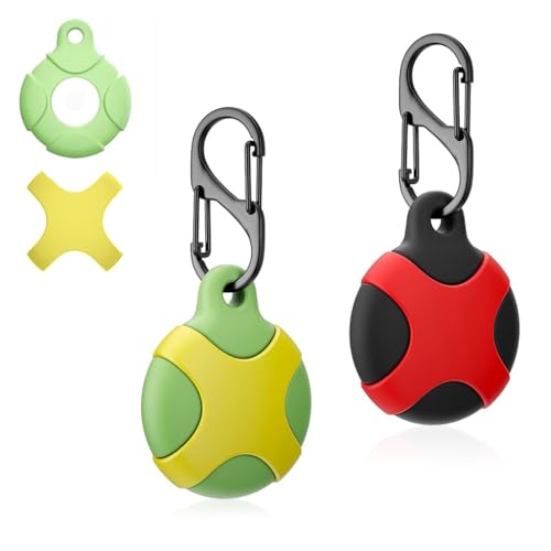 HASTHIP® 2 Packs Airtag Keychain for Apple Airtag Holder, Anti-lost Airtag Case, Shockproof Airtag Cover Scratch Resistant Protective Cover Case for Key, Bag, Pet, Luggage, Not Include Airtag