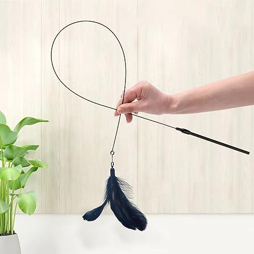 HASTHIP® Cat Toys, Cat Teaser Toy with Bell, Fixable Cat Interactive Toys with Suction Cup, Elastic Toys for Kittens, Persian Cat Toys and Feather Toys, Funny Cat Playing Toys for Indoor