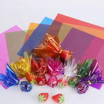 HASTHIP® 120PCS Gift Wrapping Paper 7.5 Inches Square Cellophane Sheets for Wrap 8 Colors Glossy Food Safe Wrappers Candy Cookies Crafts