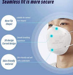 ELEPHANTBOAT® KN95 Anti Pollution Mask Face Mask Surgical Mask for Men Women Kids - Re-usable, Non-woven Washable with Melt Blown Layer - Pack of 10