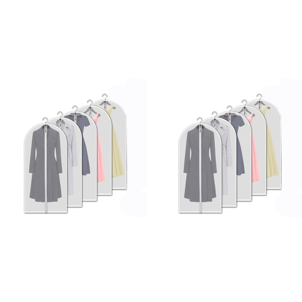 HASTHIP Garment Bags for Storage featuring Full Zipper Clear Cover 55 Inch | 5 Pack