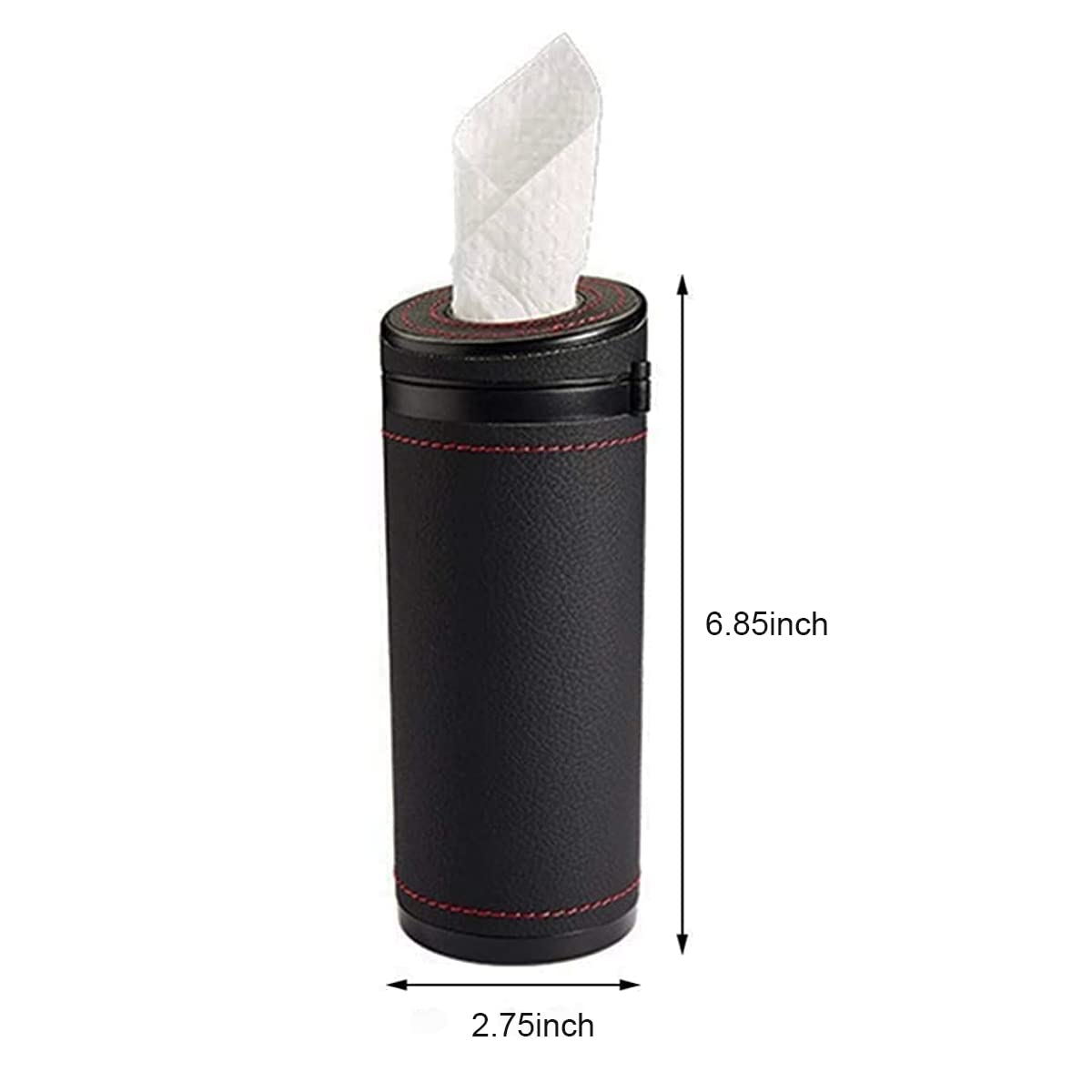 HASTHIP Car Tissue Paper Holder for Cup Holder Use featuring 2.6 in Diameter and Hidden Glass Breaker | PU Leather Cylinder Box for Car Office