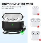 HASTHIP® YourBrand AirPods Pro 2 Case, Magnetic Silicone Protective Cover Compatible with AirPods Pro 2nd Gen (USB-C/Lightning), MagSafe Ready, Shockproof, Anti-Scratch, Black