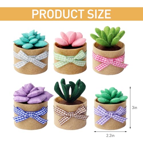 HASTHIP® BrandName 6Pcs DIY Artificial Succulent Plants Kit, Mini Sewing Craft Set with Tools & Tutorial Manual, Handmade Desk Decor, Adult Gift, Home Office Accessories, Not Included Storage Box