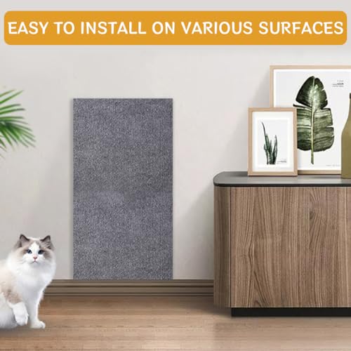 HASTHIP® Scratch Pad for Cats, Grey Cuttable Cat Scratch Pad, Self-Adhesive Cat Scratcher Mat Scratching Pads Protects Wall Floors & Furniture - Large 30x100cm