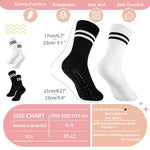 HASTHIP® 2 Pair Yoga Socks for Women,Cotton Anti Skid Pilates Crew Socks with Silicone Grip for Yoga/Pilates/Dance/Ballet,Anti Odor Breathable Workout/Home Black & White