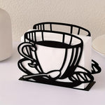 HASTHIP® 1pc Modern Metal Coffee Cup Design Napkin Holder, Kitchen Tabletop Paper Towel Dispenser Clip for Restaurant and Home Use