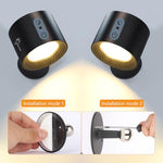 HASTHIP® Dual Head RGB LED Wall Lights for Home, 360° Rotatable Magnetic Rechargeable Lamp with Remote, 5 Brightness Levels, Metal Modern Light for Bedroom, Study, Closet