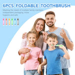 HASTHIP® 6Pcs Travel Toothbrush,Folding Mini Soft Toothbrush for Adults,Portable with Case Individually Wrapped Compact Size for Travel Camping Hygienic Caps Medium Bristles Assorte