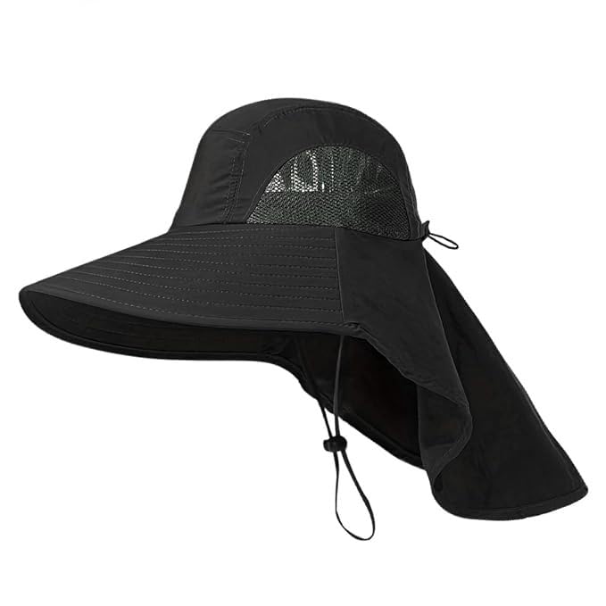 HASTHIP® Gorra para Hombre con Protección Solar UPF 50+,ala Ancha y Solapa de Cuello,Malla Transpirable,Ajustable y a Prueba de Viento - Sombrero Moda para Pesca Senderismo