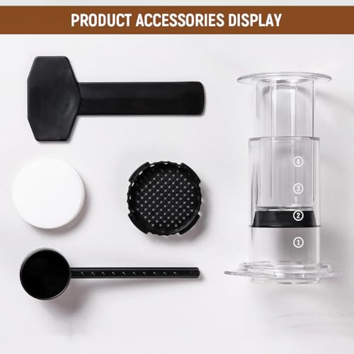 HASTHIP® Press Coffee Maker 4 Stage Brewing Easy Press Coffee Brewing Pot Heat Resistant Food Grade PP Manual Press Detachable Design Portable Coffee Maker for Travel, Camping, Grey