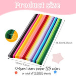 HASTHIP® 1030 Sheets Star Origami Paper 27 Assortment Color Strip Double Sided Lucky Decoration Strips for DIY Hand Art Crafts Decor Gifts 2 PCS
