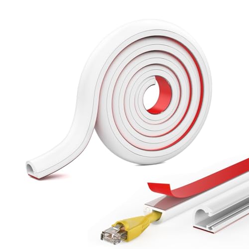 HASTHIP® Cubierta de cable PVC 6,6 pies, autoadhesiva, para suelo, para ocultar cables