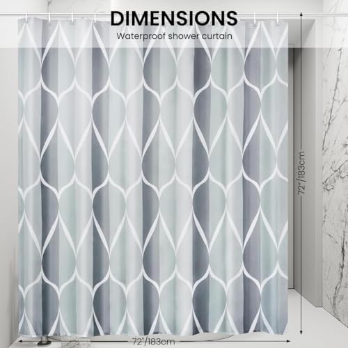 HASTHIP® Minimalist Grey Waterproof Shower Curtain for Bathroom, 71"x71", Durable Fabric with Weighted Hem, Includes Hooks, Mould Proof, Quick-Drying, Stylish Modern Bathtub/Shower Stall Curtain