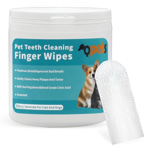 HASTHIP® 50 PCS Wet Wipes for Dogs, Pet Wet Wipes for Cats Dogs, Non-Woven Dog Wet Wipes for Cleaning Finger Cat Cot Grooming Wipes Suit for Pet Daily Teeth & Paw Care Cleaning Wipes