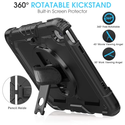 HASTHIP® Cover Case for iPad 10th Gen Rugged Silicone Case Cover with Back Bracket & Hand Strap 360 Degree Rotatable Kickstand Bracket Design Protective Case for iPad 10th Gen