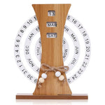 HASTHIP® WoodenPerpetual Wooden Perpetual Desk Calendar,Vintage Rotating Block Calendar for Home Office Desk,Standing Flip Desktop Teacher Appreciation Gift Cute Accessories Brown-B