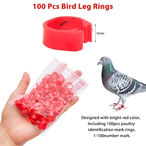 HASTHIP® Bird Leg Rings-Numbered, 100 Pcs Bird Rings for Leg Identification